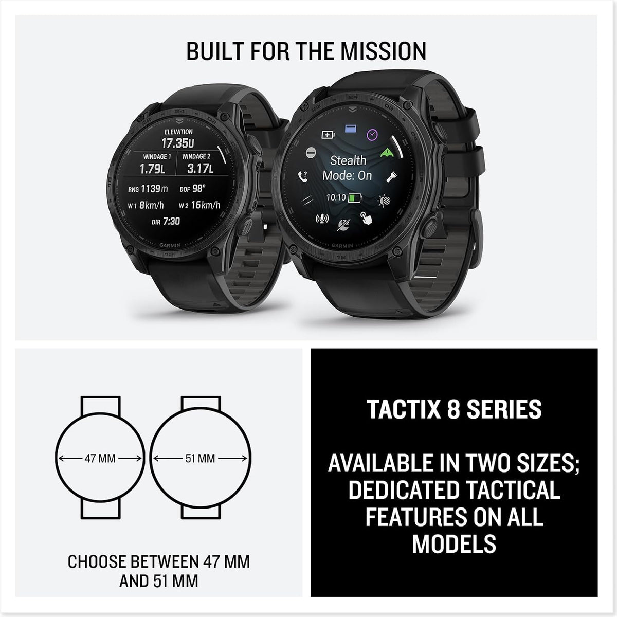 Garmin Tactix 8 47mm AMOLED Display Smart Watch, Built-in Flashlight, 16 Days Battery Life, Premium Tactical GPS Smartwatch, Includes Applied Ballistics Ultralight Solver Bundle with Earbuds and More