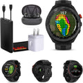 Garmin Approach S70 47MM Black- Golf GPS Fitness Tracker Smartwatch for Men, Lightweight Touchscreen AMOLED Display and Preloaded Courses Bundle with Air Pro TWS Truly Wireless Earbuds - (Color May