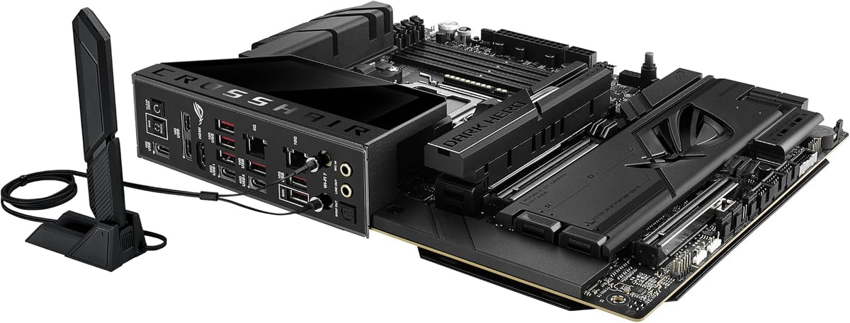 ASUS ROG Crosshair X870E Dark Hero ATX Motherboard, 20+2+2 Power Stages, DDR5 Slots, PCIe® 5.0, Five M.2 Slots, 3D VC M.2 heatsink, USB4®, AI Cache Boost, PCIe Slot Q-Release, AIO Q-Connector