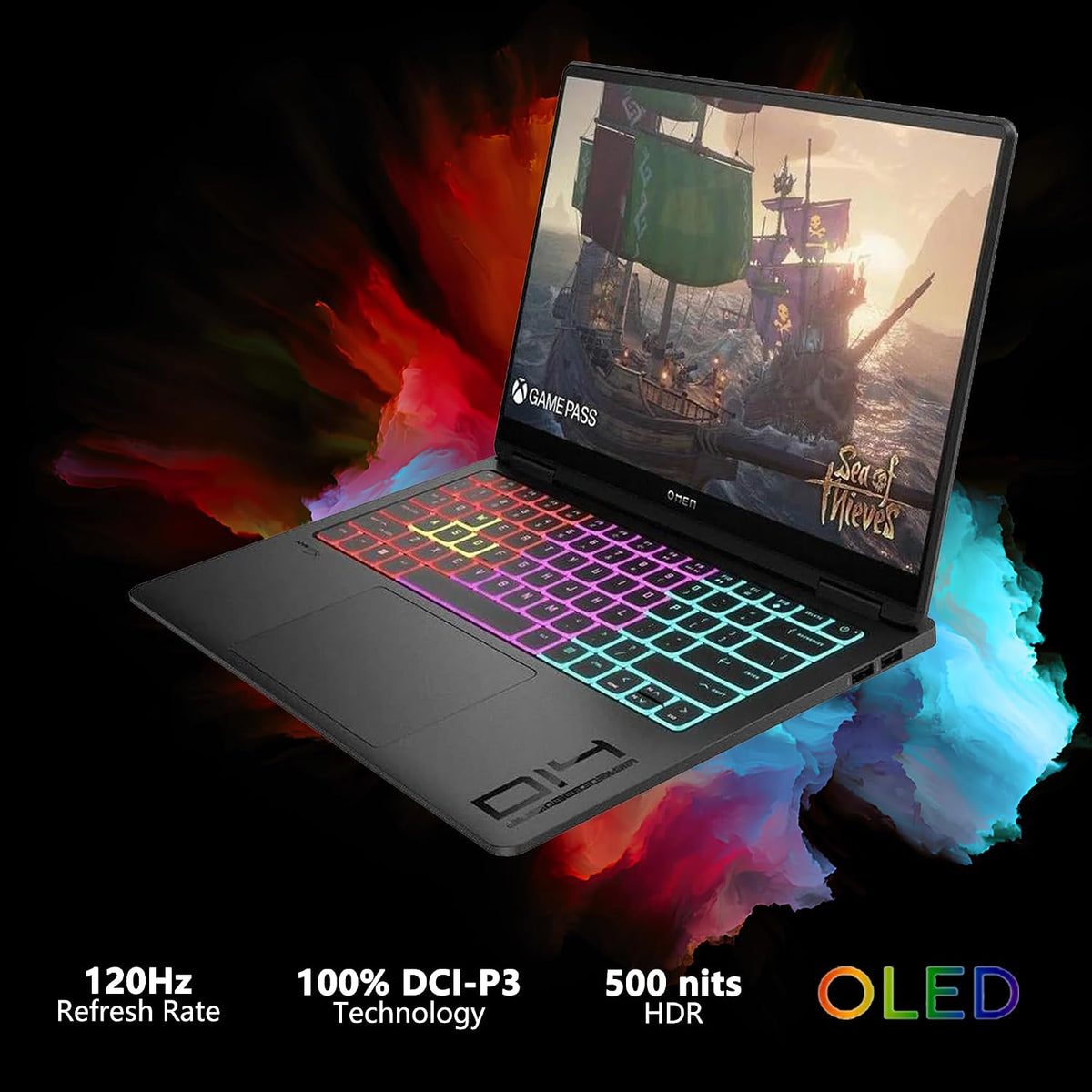 HP Omen Transcend 14 Gaming AI Laptop 14' 3k OLED 120Hz (100% DCI-P3, HDR 500nits) Intel 16-core Ultra 7 255H 32GB RAM 4TB SSD GeForce RTX 5060 (Up to 572 AI Tops) RGB Backlit HyperX Win11 ICP Hub