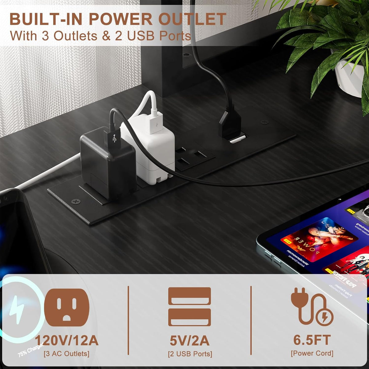 Aheaplus L Shaped Desk Gaming Desk, 59' L Shaped Computer Desk with LED Light & Power Outlet, Reversible Home Office Desk Gamer Desks with Shelves & Storage Bag & Hooks, Corner PC Desk, Black