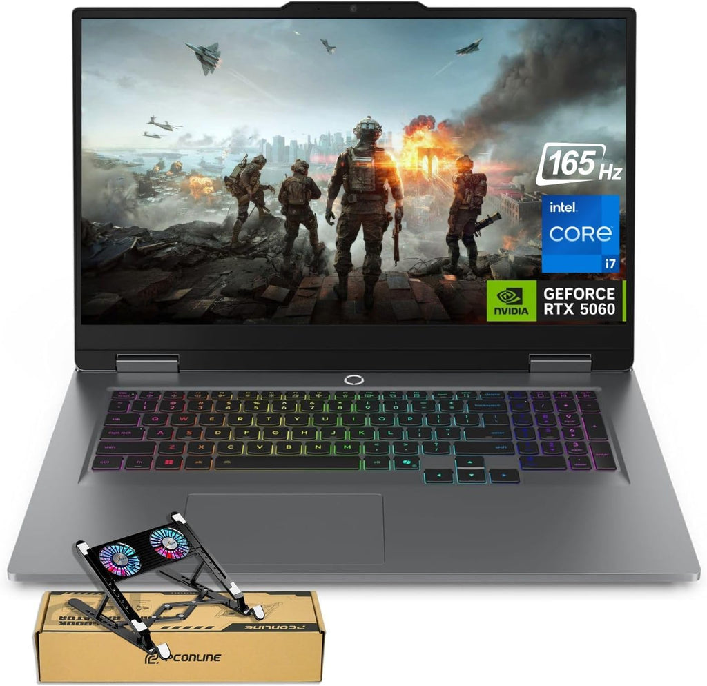Lenovo LOQ 17.3 RTX 5060 AI Gaming Laptop, 17.3 FHD 165Hz, Intel i7-13650HX (Beats Intel i9-12900), NVIDIA RTX 5060, 64GB DDR5 RAM, 1TB SSD, RGB Backlit KB, RJ-45, Bundle with PCO Laptop Cooler