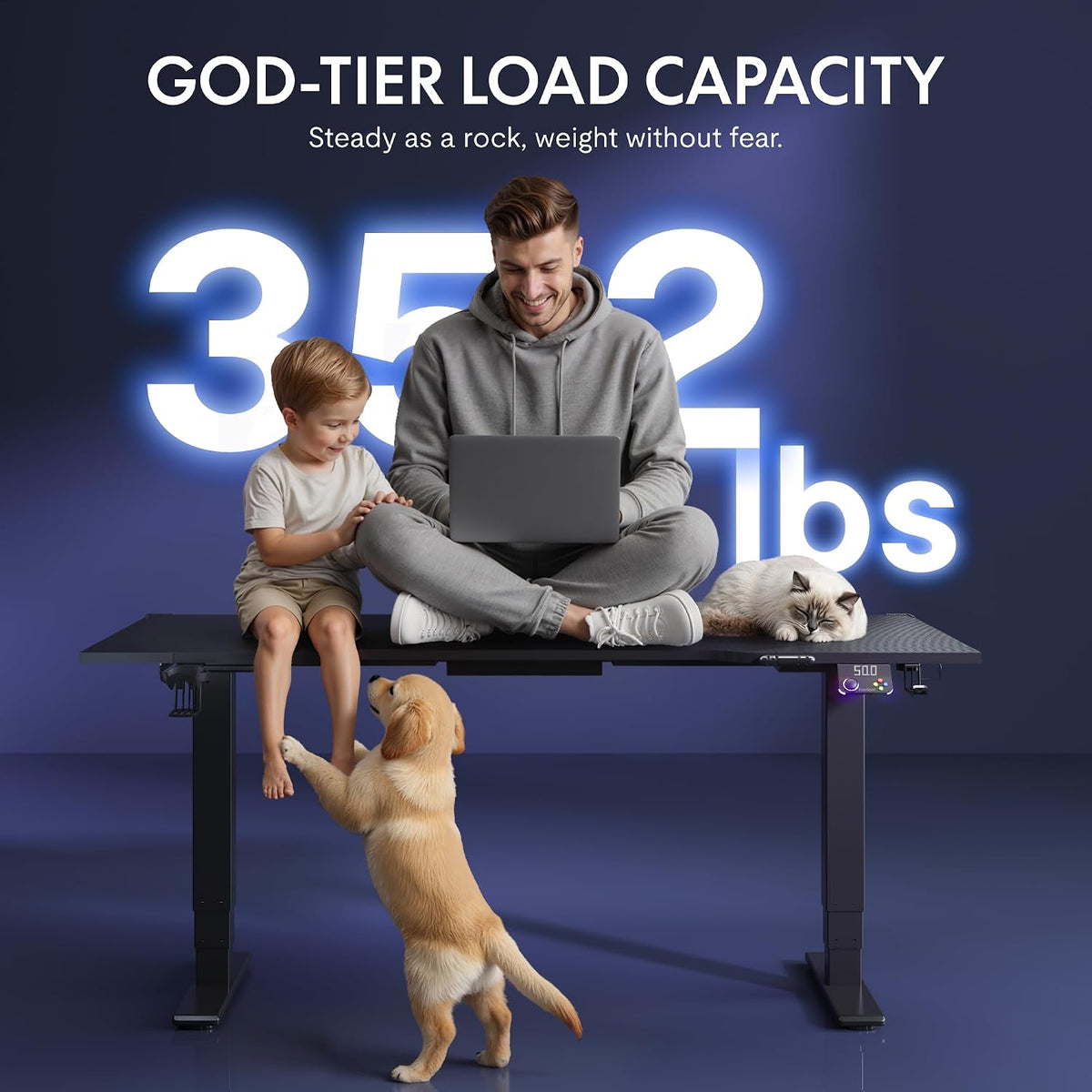 FLEXISPOT E6G CyberX 63 Inch RGB LED Electric Gaming Standing Desk, Dual Motor 3-Stage Adjustable Desk up to 352 lbs, Large Ergonomic Computer Workstation for Gamers, Streamers & Home Studios (Black)
