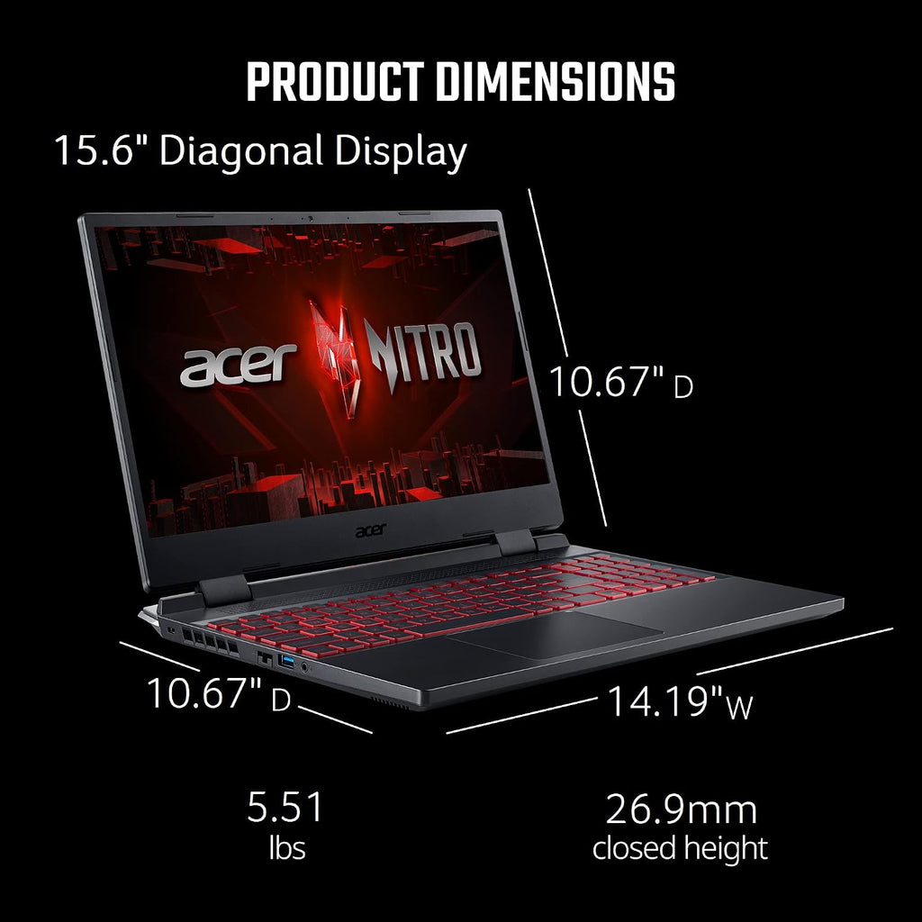 Acer Nitro 5 AN515-58-525P Gaming Laptop | Intel Core i5-12500H | NVIDIA GeForce RTX 3050 Laptop GPU | 15.6' FHD 144Hz IPS Display | 8GB DDR4 | 512GB PCIe Gen 4 SSD | Killer Wi-Fi 6 | Backlit Keyboard