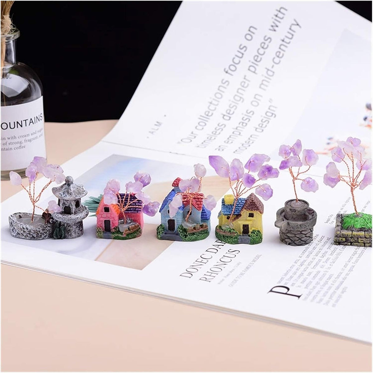 Crystal Tree Natural Amethyst Lucky Tree Crystal Quartz Gem Tree Mineral Ornaments Garden Healing Pavilion Decoration Home Decoration Gemstone Tree,Blue