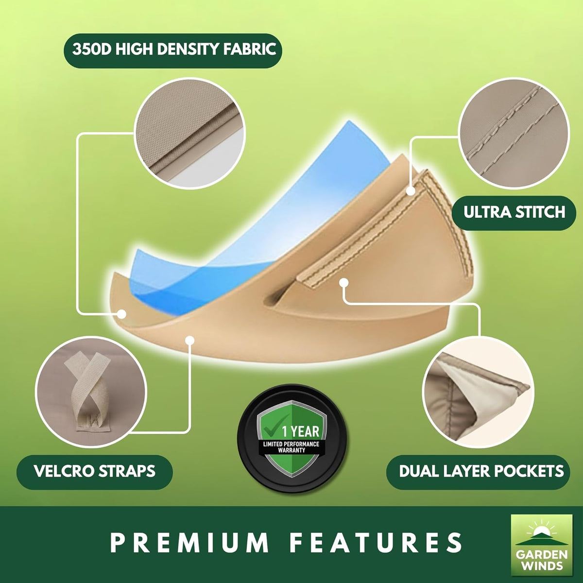 Garden Winds Durable 350 Replacement Canopy Top Compatible with Windsor Dome 10' x 12' Gazebo Models L-GZ717PST-C, A111001701 - Beige