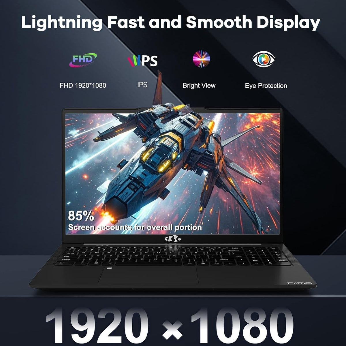 NIMO 15.6' FHD lPS-Business-Laptop, 8 Cores i5-12450H 16GB RAM 512GB SSD (Beat i7-11800H, Up to 4.4 GHz) 100W Type-C Fingerprint Backlit Keyboard WiFi-6, for Home and Student