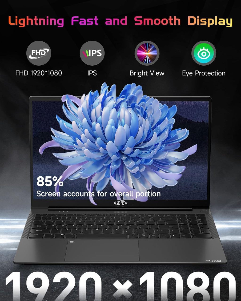 NIMO 15.6' IPS FHD Laptop, Intel Pentium Quad Core N100 4GB RAM 128GB SSD (Beat i3-1115G4, Up to 3.4GHz) Computer with Backlit Keyboard Fingerprint WiFi 6 BT5.2, for Student and Home