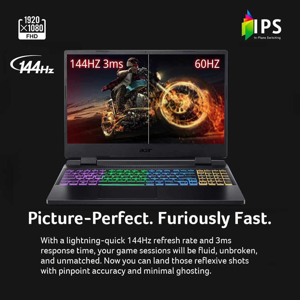 acer Nitro 5 AN515-58-725A Gaming Laptop | Intel Core i7-12700H | NVIDIA GeForce RTX 3060 Laptop GPU | 15.6' FHD 144Hz 3ms IPS Display | 16GB DDR4 | 512GB Gen 4 SSD | Killer Wi-Fi 6 | RGB Keyboard