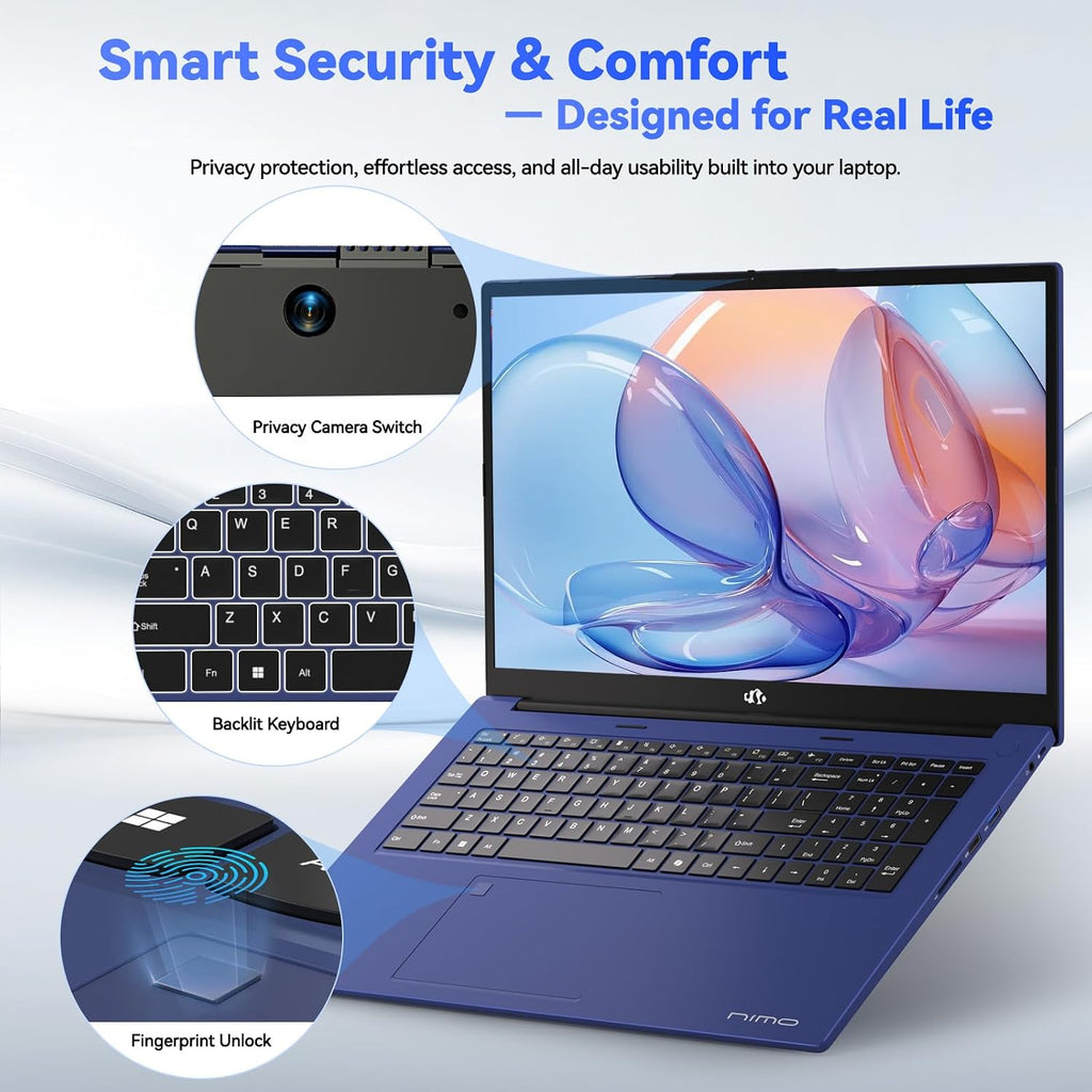 NIMO 17.3' Gaming-Laptop, AMD Ryzen 7 7735HS (8C/16T, Beats i7-12650H) 16GB DDR5 RAM 1TB SSD Computer with Radeon 680M, 100W Type-C Charger, Wi-Fi 6E, 58Wh Battery, Fingerprint, Backlit Keyboard