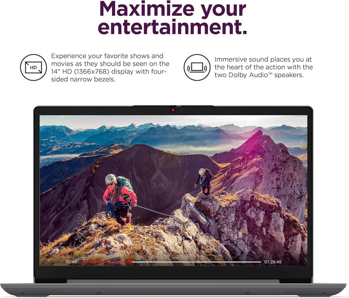 Lenovo Ideapad 1i 14' Laptop (4GB RAM, 320GB Storage (256GB SSD + 64GB eMMC), Intel Dual-Core) for Business, Student, Home, Webcam, Anti-Glare, Wi-Fi 6, Type-C, Win 11 Home in S Mode