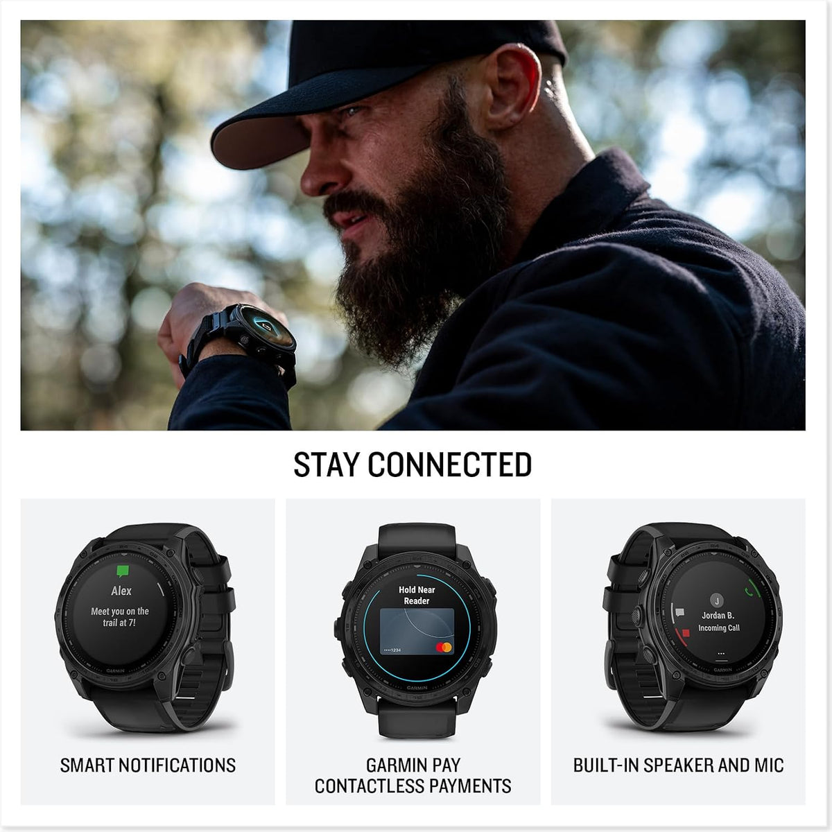 Garmin Tactix 8 51mm Solar Charged Display Smart Watch, Built-in Flashlight, 48 Days Battery Life, Premium Tactical GPS Smartwatch, Applied Ballistics Ultralight Solver Bundle + Earbuds and More