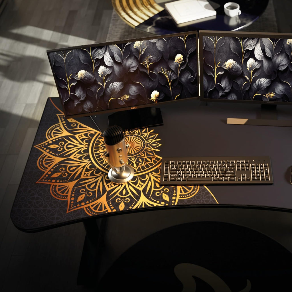 Arozzi Arena Gaming Desk Mat, Full Surface Custom Desk Pad, Interchangeable, Water Resistant & Washable Computer Desk Mouse Pad with Stitched Edges (D030)
