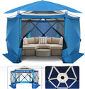 COBIZI 12x12 FT Pop Up Canopy Stargazing Tent, Gazebos On Clearance with Removable Roof, Screened in Gazebo, Screen Tents Portable carpas para Patio for Outdoor Camping,Backyard, Garden, Blue(Pro)