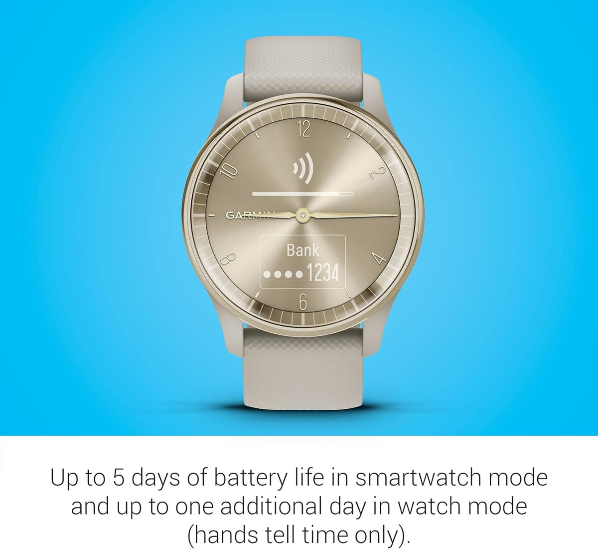 Garmin Vivomove Trend - Cream Gold Stainless Steel Bezel with French Gray Case & Silicone Band (Renewed), Adjustable
