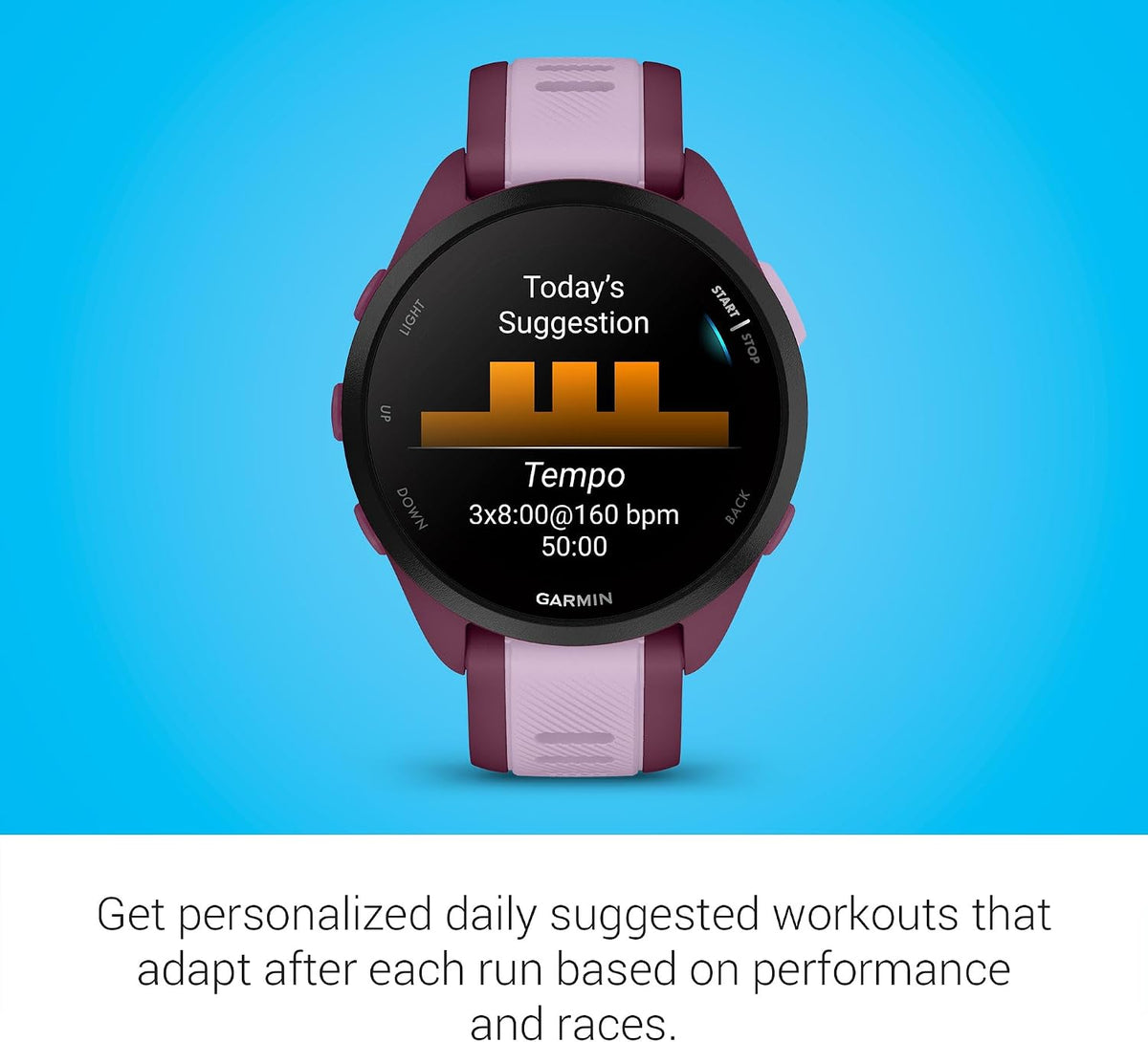 Garmin Forerunner 165 Music, Running Smartwatch, Colorful AMOLED Display, Training Metrics and Recovery Insights, Music on Your Wrist, Berry (Renewed)