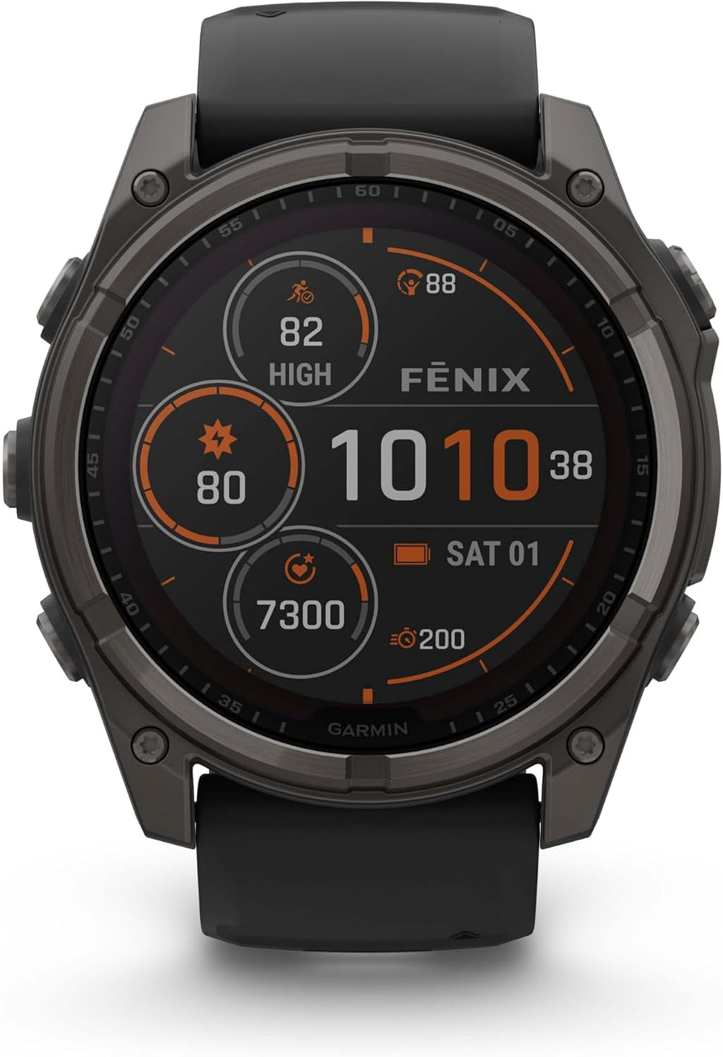 Garmin Fenix 8 51MM Solar Sapphire Premium Multisport GPS Smartwatch Carbon Gray DLC Titanium with Gray Silicone Band, Built-in LED Flashlight, Health & Fitness Smart Watch Bundle for Men & Women