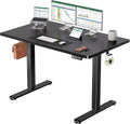 Electric Standing Desk Adjustable Height, 48 x 30 inch Standing Desk with Deeper Tabletop & 4 Memory Presets, One Piece Standing Desk for Home Office & Computer Workstation, Black Wooden,2 Packages