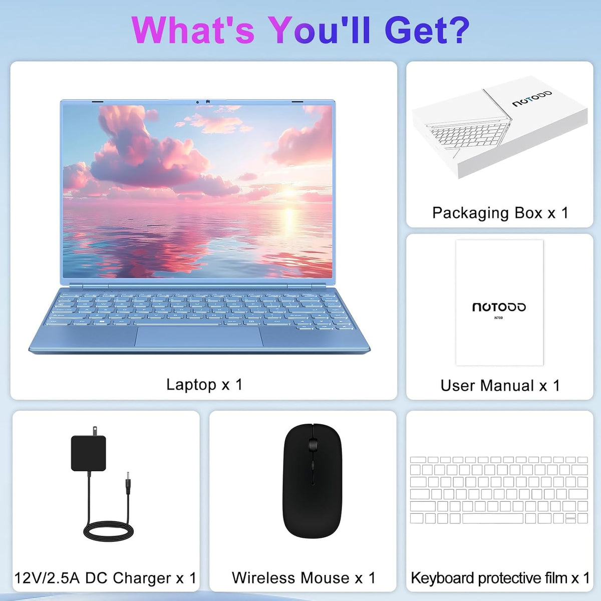Laptop 14 Inch Celeron N5095 Up to 2.9Ghz, Win 11 Laptop with 8+256GB SSD Extension 1TB, Notebook Support 5G WiFi丨Bluetooth 4.2丨Cooling Fan丨1920*1200丨Mouse and Keyboard Protector-Blue