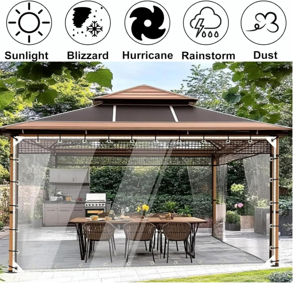 10ft x 13.5ft Clear Tarp Heavy Duty Waterproof for Patio Winterizing - 14 mil Anti-Tear Snowproof & Windproof Clear Plastic Tarps with Grommets for Winter Garden Patio Enclosure Chicken Coop