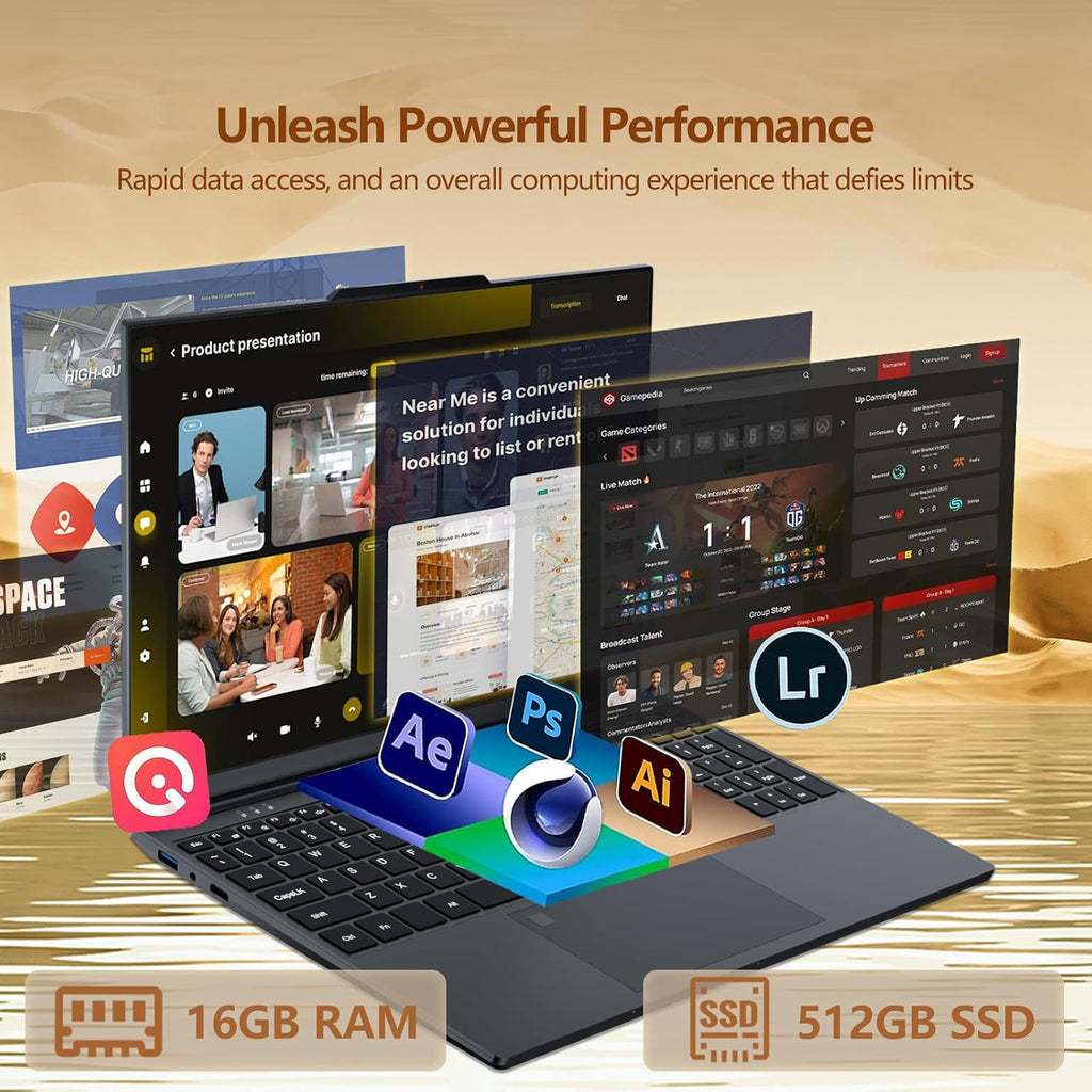 2026 Laptop,15.6 Inch Laptop Computer with N150 Processor(Up to 3.6GHz) 16GB RAM 512GB SSD, FHD 1920*1080, Backlit Keyboard with Fingerprint Unlocking, WiFi 5, BT 4.2, Laptop for Business Student