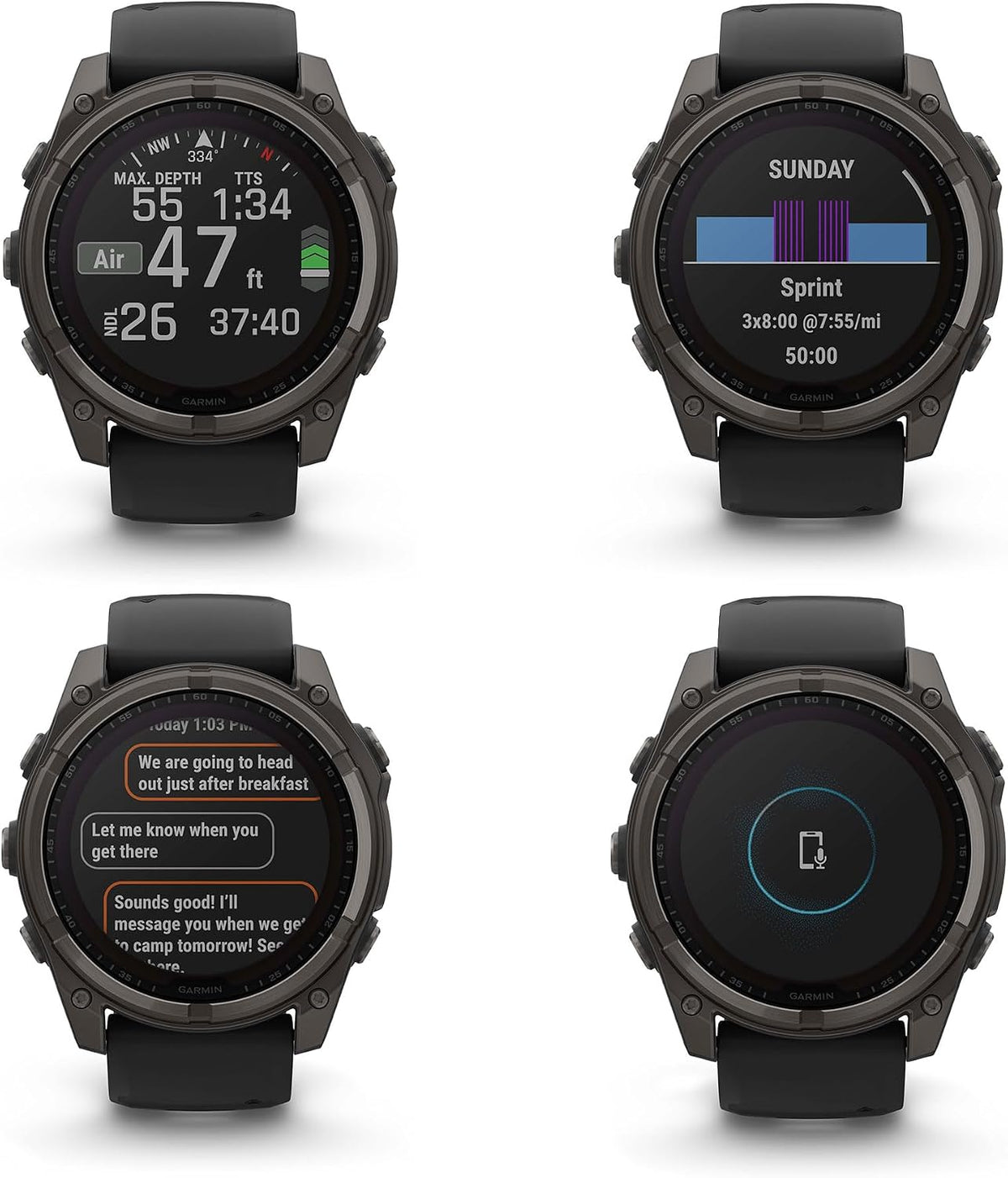 Garmin Fenix 8 51MM Solar Sapphire Premium Multisport GPS Smartwatch Carbon Gray DLC Titanium with Gray Silicone Band, Built-in LED Flashlight, Health & Fitness Smart Watch Bundle for Men & Women
