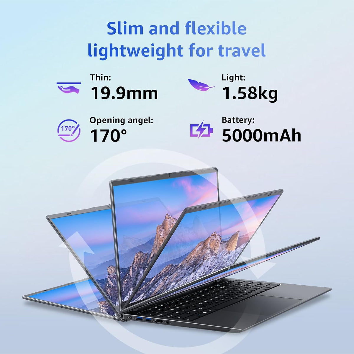 Laptop, 12GB LPDDR5 RAM 1TB SSD, 15.6 Inch Laptop Computer, N95 Quad Core Processor(Beat to N5095,6500Y), Up to 3.4GHz, WiFi 5, BT 5.0, USB-C, Fingerprint,Gray