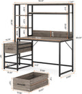 Tribesigns 55 Inch Computer Desk with 2 Drawers and Storage Shelves, Rustic Office Desk with Hutch, Study Writing Gaming Table Laptop Workstation for Home Office (Grey)