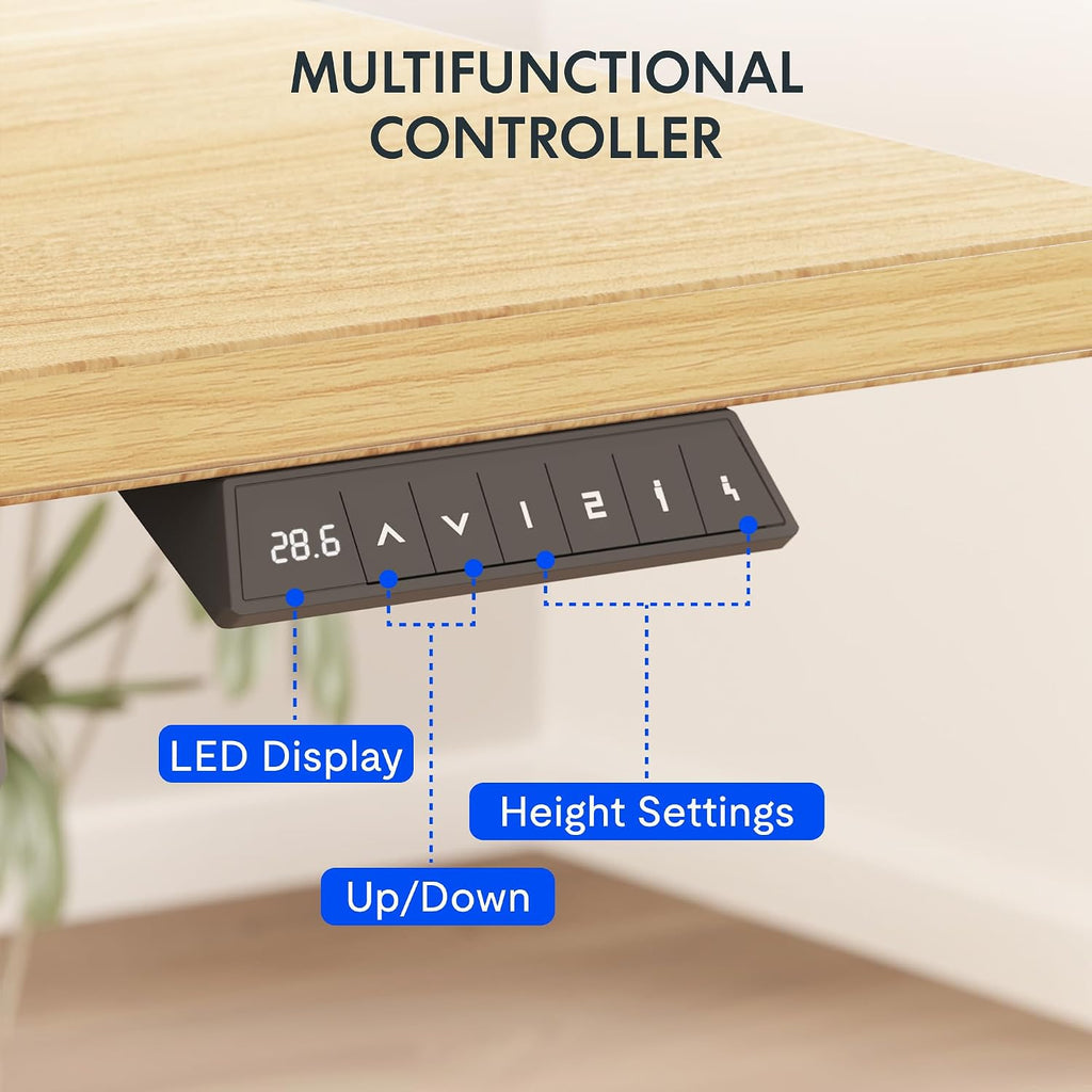 FLEXISPOT EN2 Whole-Piece Standing Desk with Clamp Power Strip, 48 x 24'' Electric Stand Up Height Adjustable Desk with Cable Management (Black Frame + 48' Maple Desktop, 2 Packages)