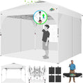 COBIZI 10x10 Pop up Canopy, Canopy Tent for Party with One Push Central Button Air Vent, Event Shelter with Sidewalls and Reflective Strip (White)