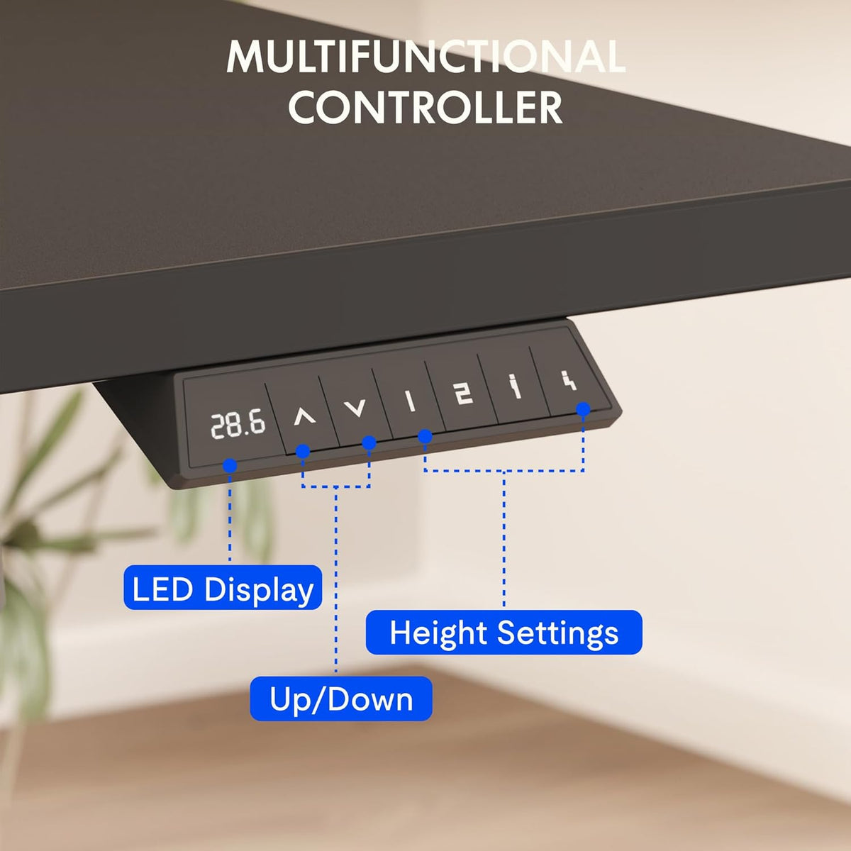 FLEXISPOT 48'x24' One-Piece Electric Standing Desk, 1' Thick Seamless Desktop for Home Office, Study & Multi-Monitor Setup, Black