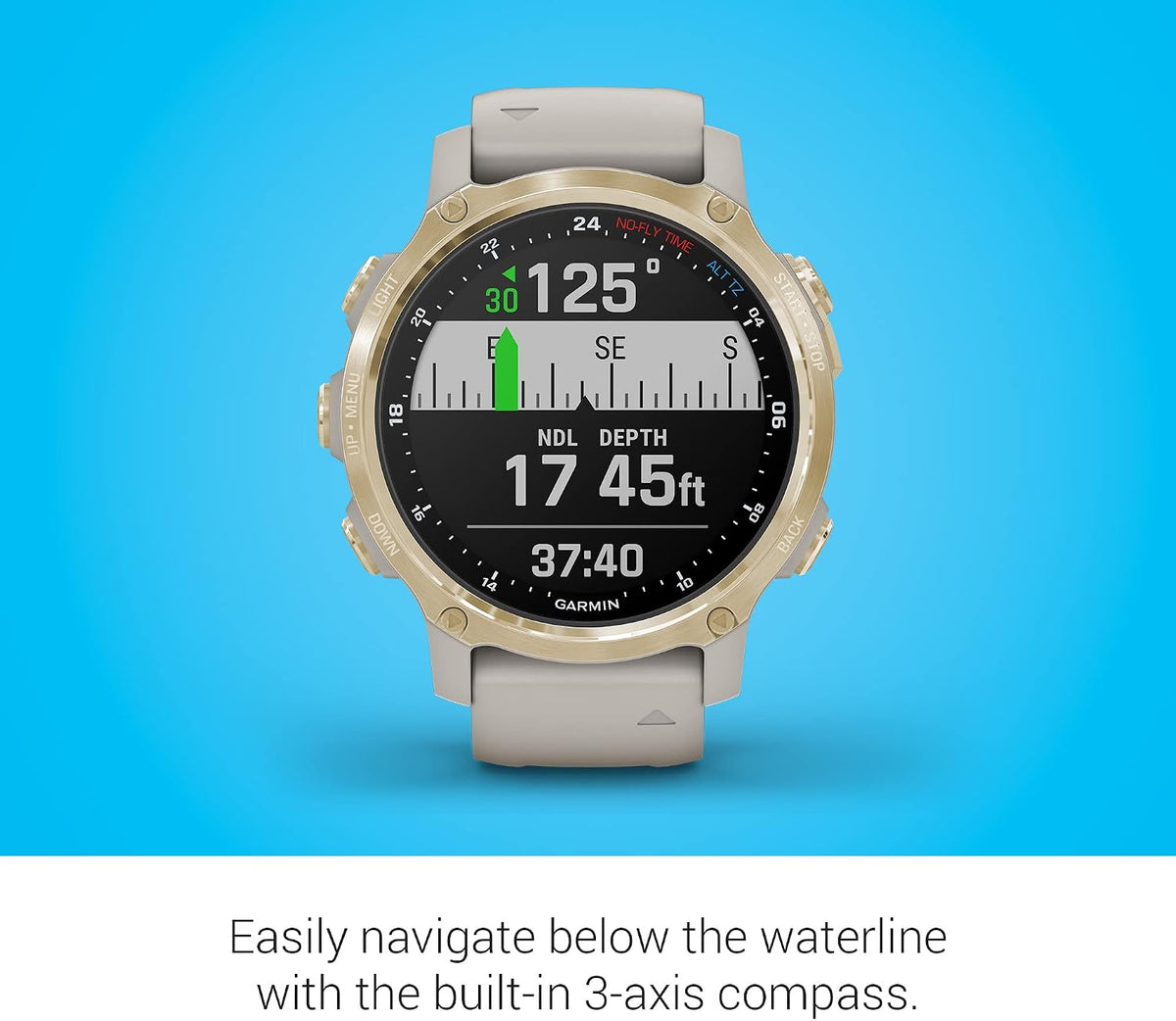 Garmin Descent Mk2S, Smaller-Sized Watch-Style Dive Computer, Multisport Training/Smart Features, Light Gold with Light Sand Silicone Band, (010-02403-00)
