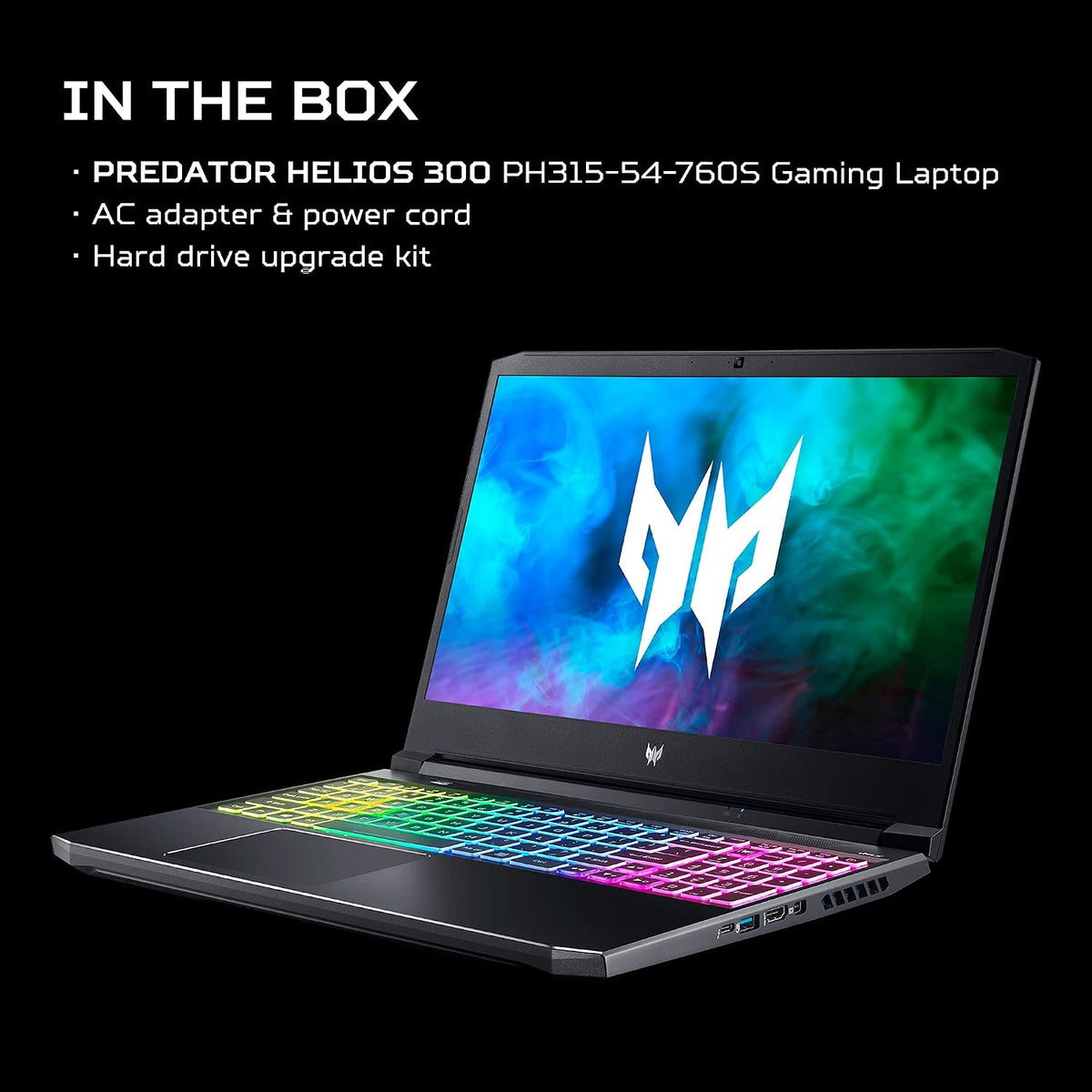 Acer Predator Helios 300 PH315-54-760S Gaming Laptop | Intel i7-11800H | NVIDIA GeForce RTX 3060 GPU | 15.6' FHD 144Hz 3ms IPS Display | 16GB DDR4 | 512GB SSD | Killer WiFi 6 | RGB Keyboard
