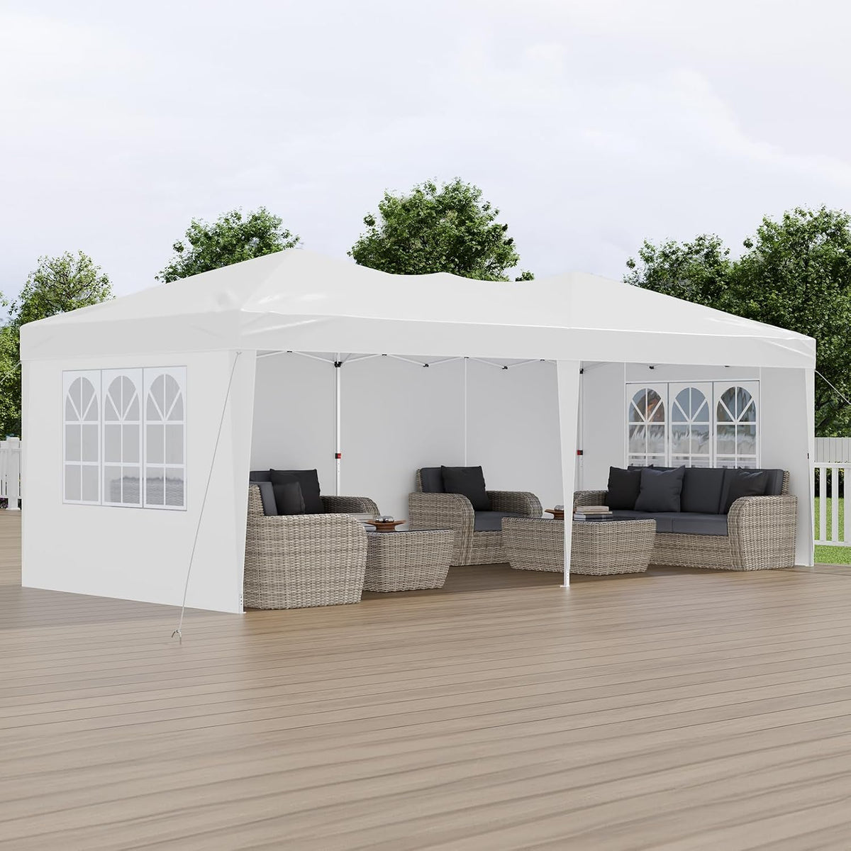 VEVOR Pop Up Canopy, 10 x 20 FT Instant Canopy Portable Gazebo with 3 Sidewalls & 2 Ventilated Windows, Height Adjustable Pop-Up Outdoor Shelter Tent for Events, Patio, Backyard, Party, Parking