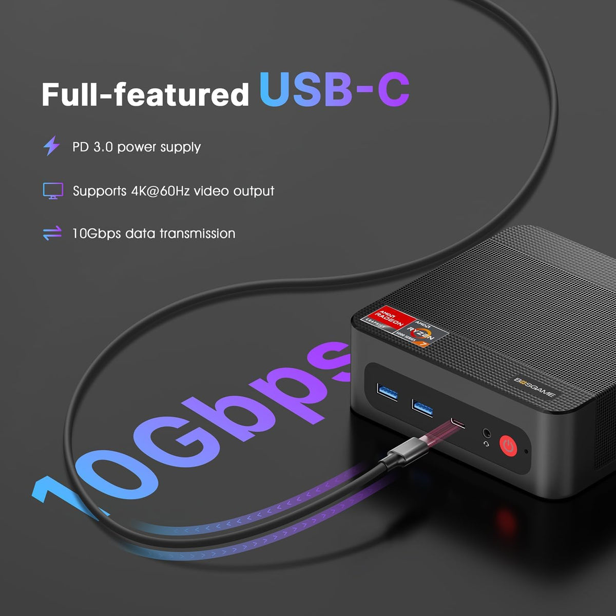 BOSGAME P4 Ultra Mini PC 11 Pro, Ryzen 7 7730U up to 4.5GHz, 16GB DDR4 1TB NVMe SSD Mini Computer, Dual 2.5G LAN Wi-Fi 6E BT5.2, 4K Triple Display(HDMI+DP+Type-C) for Home Office Business Light Gaming