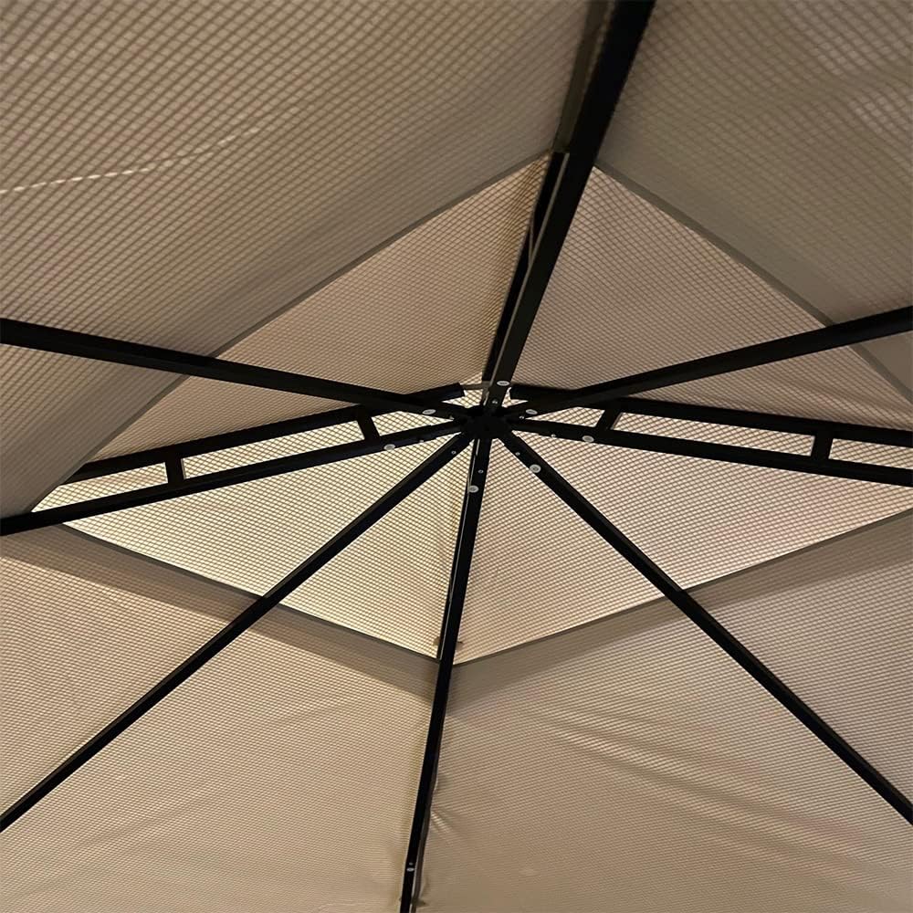 Garden Winds Reinforced RipLock 350 Replacement Canopy Top Cover Compatible with ABCCANOPY 10' x 12' Gazebo Models AWGHG-10x12, GHG-1012DP-NT, TJ-003-1012 - Beige