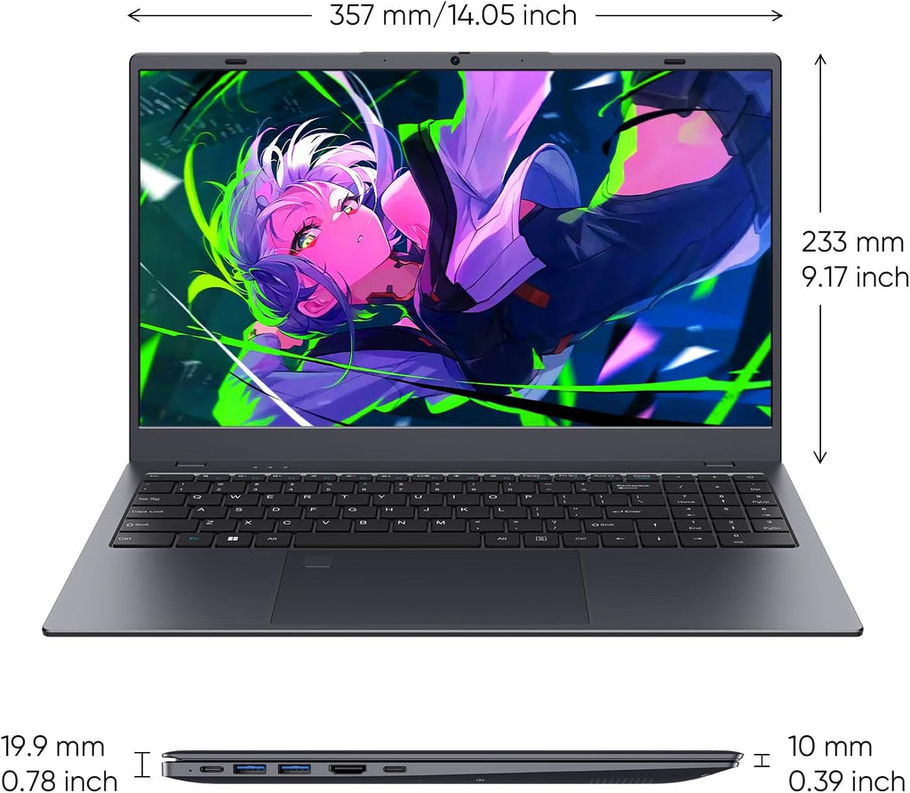 Coolby 15.6inch Laptop, 12GB RAM/256GB SSD, 1920x1080 IPS Display, Intel N95(Beats N5095) Quad Core Laptop Computer, Support Fingerprint, WiFi 5, BT