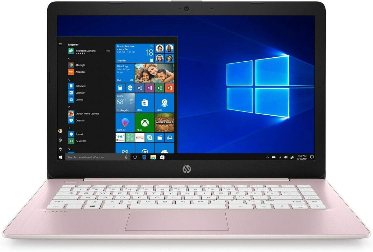 HP Stream 14 Pink - Celeron N4000-4 GB RAM - 64 GB eMMC Storage - 14' LCD - Wireless - Bluetooth - Webcam - Windows 10 S