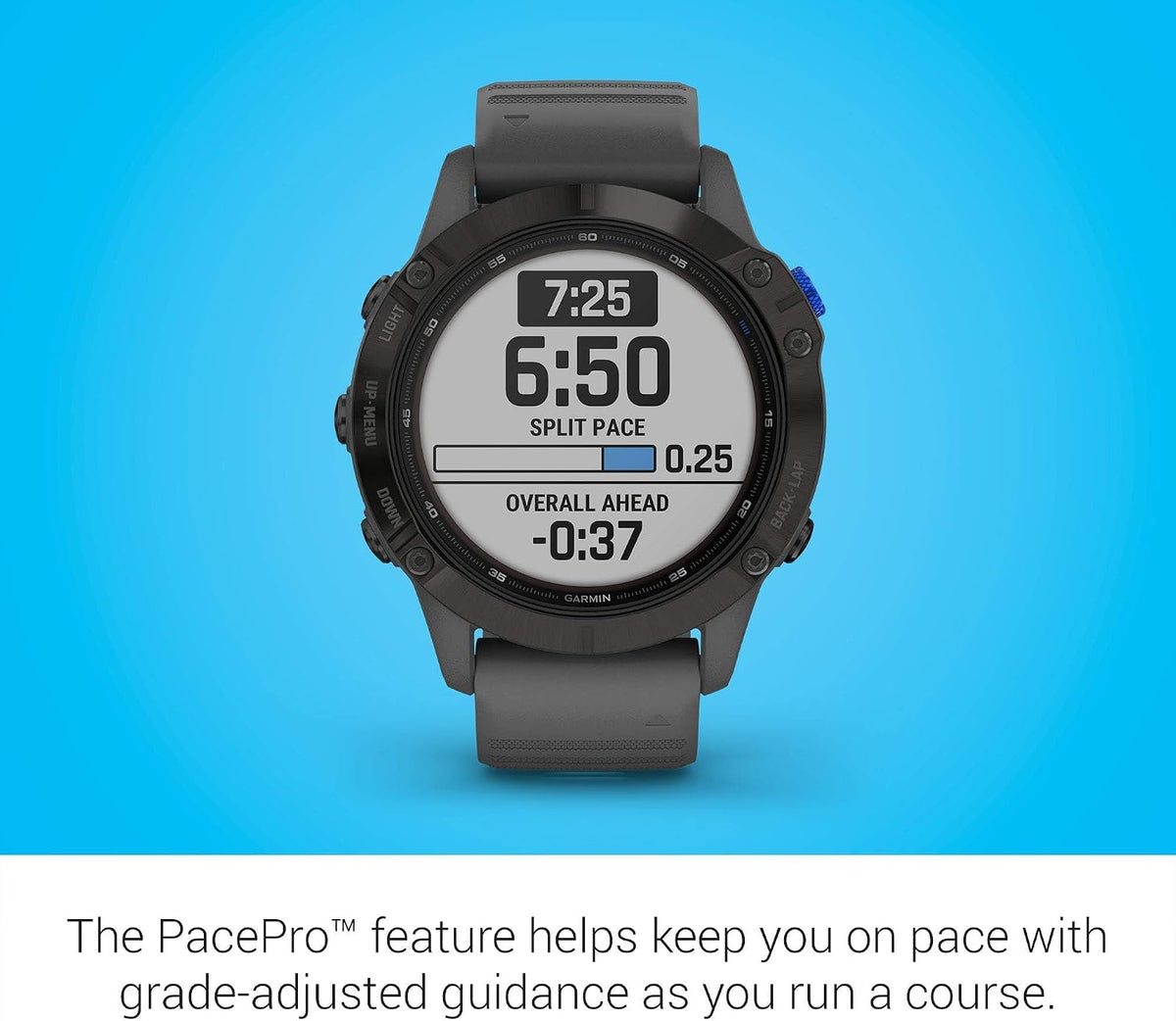 Garmin Fenix 6 Pro Solar (GPS,1.4 inches) Solar-Powered Multisport, Advanced Training Features and Data, Black with Slate Gray Band (Renewed)