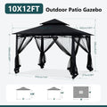 MASTERCANOPY Outdoor Garden Gazebo for Patios with Stable Steel Frame and Netting Walls (10x12,Black)