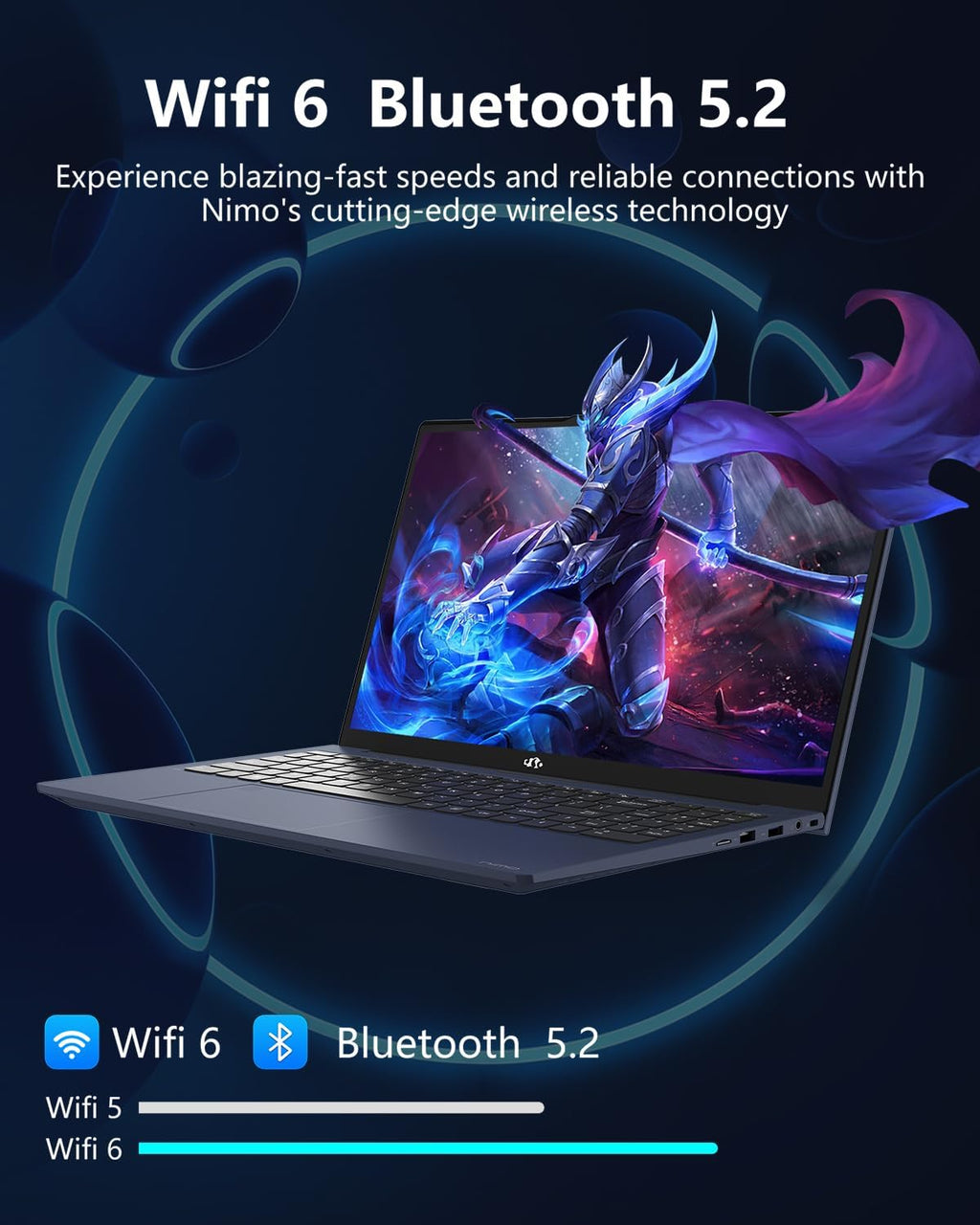 NIMO 15.6' IPS FHD-Laptop, Pentium Quad Core N100 8GB RAM 256GB SSD (Beat i3-1115G4, Up to 3.4GHz) Backlit Keyboard Fingerprint 65W Type-C Charger WiFi 6 BT5.2, for Student and Home