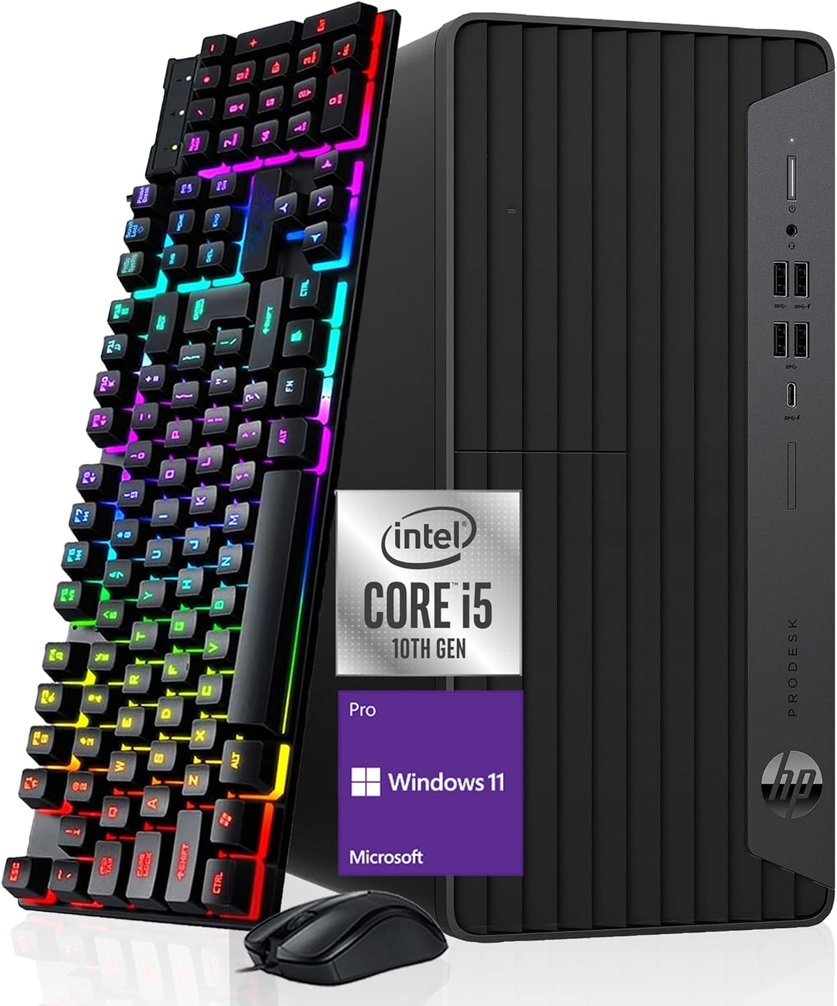HP ProDesk 600 G6 Tower PC Desktop Computer, Six-Core i5-10500 Up to 4.50 GHz, 16GB DDR4, 512GB SSD, Keyboard and Mouse, WiFi, BT, 4K Support, Windows 11 Pro (Renewed)