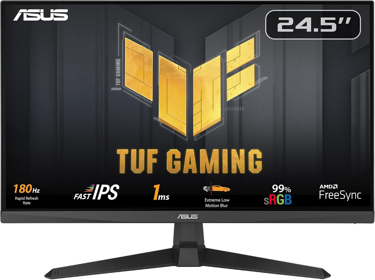 ASUS TUF Gaming 25' (24.5 viewable) 1080P Gaming Monitor (VG259Q3A) – FHD, 180Hz, 1ms, Fast IPS, Extreme Low Motion Blur, FreeSync, Variable Overdrive, Speakers, 99% sRGB, Shadow Boost 3yr Warranty