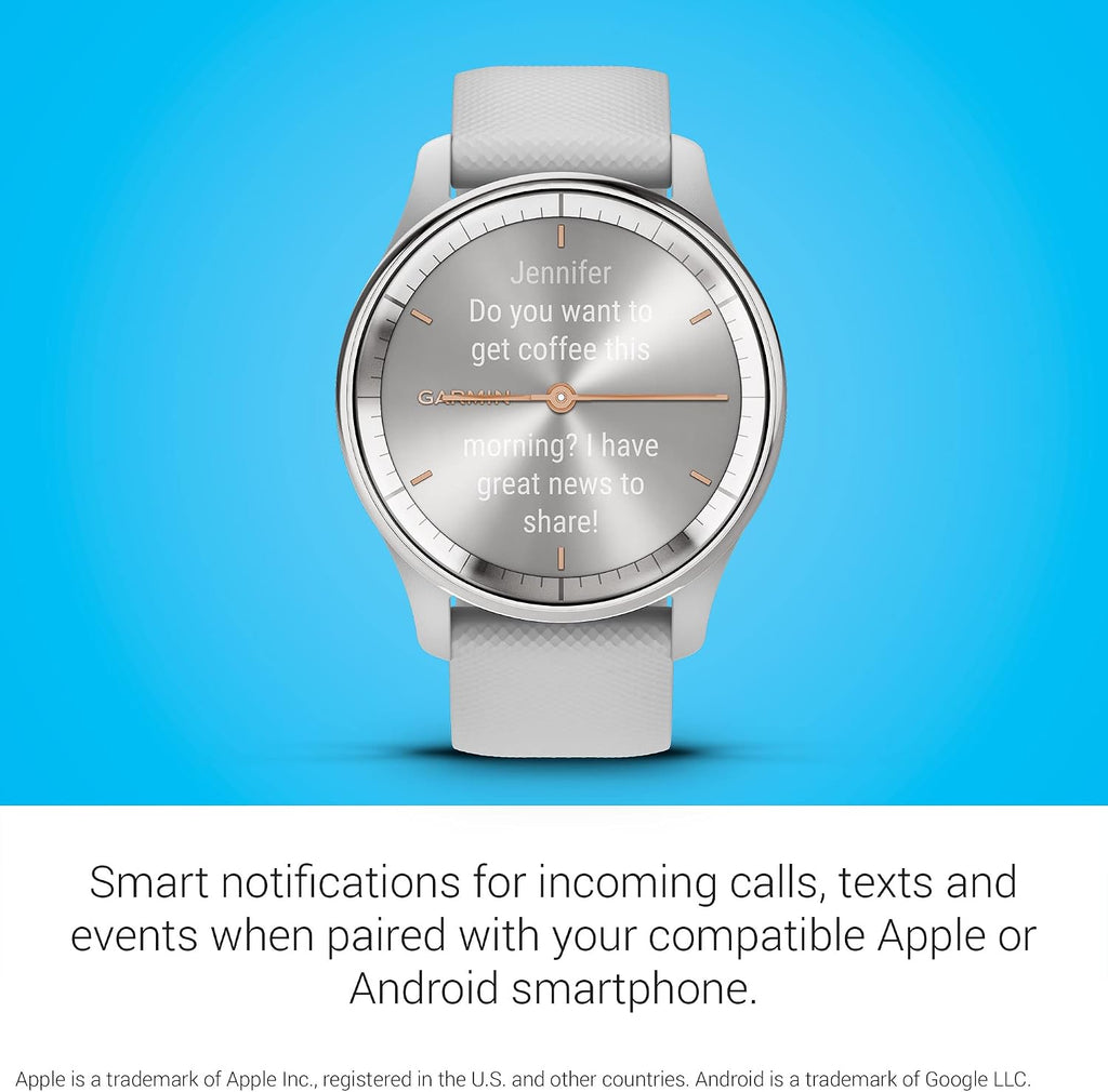 Garmin vívomove Trend, Stylish Hybrid Smartwatch, Long-Lasting Battery Life, Dynamic Watch Hands and Touchscreen Display, Mist Gray