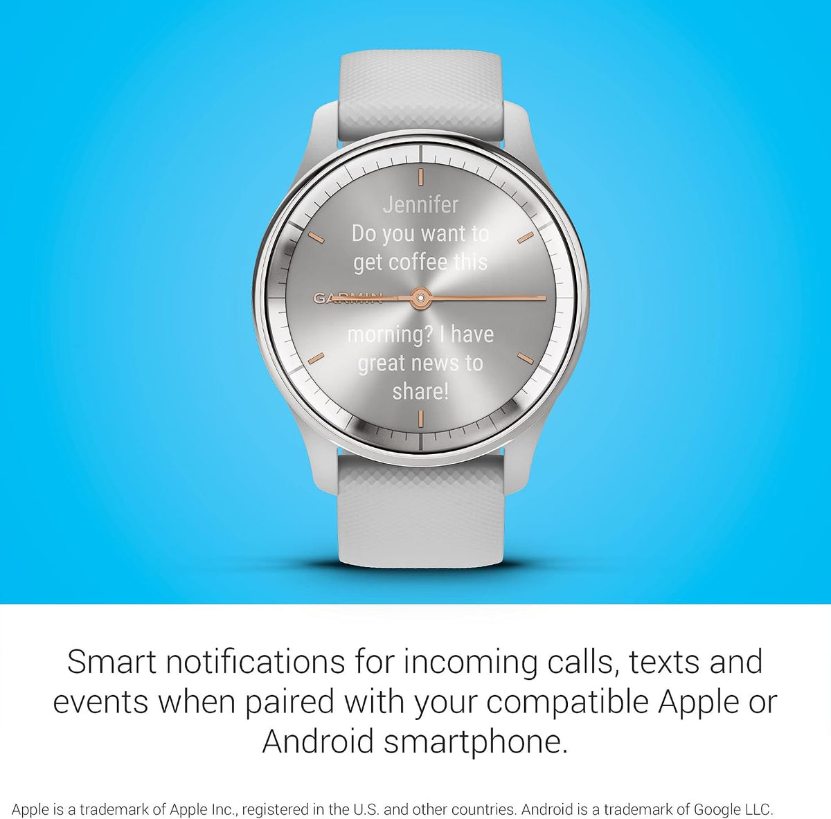 Garmin vívomove Trend, Stylish Hybrid Smartwatch, Long-Lasting Battery Life, Dynamic Watch Hands and Touchscreen Display, Mist Gray
