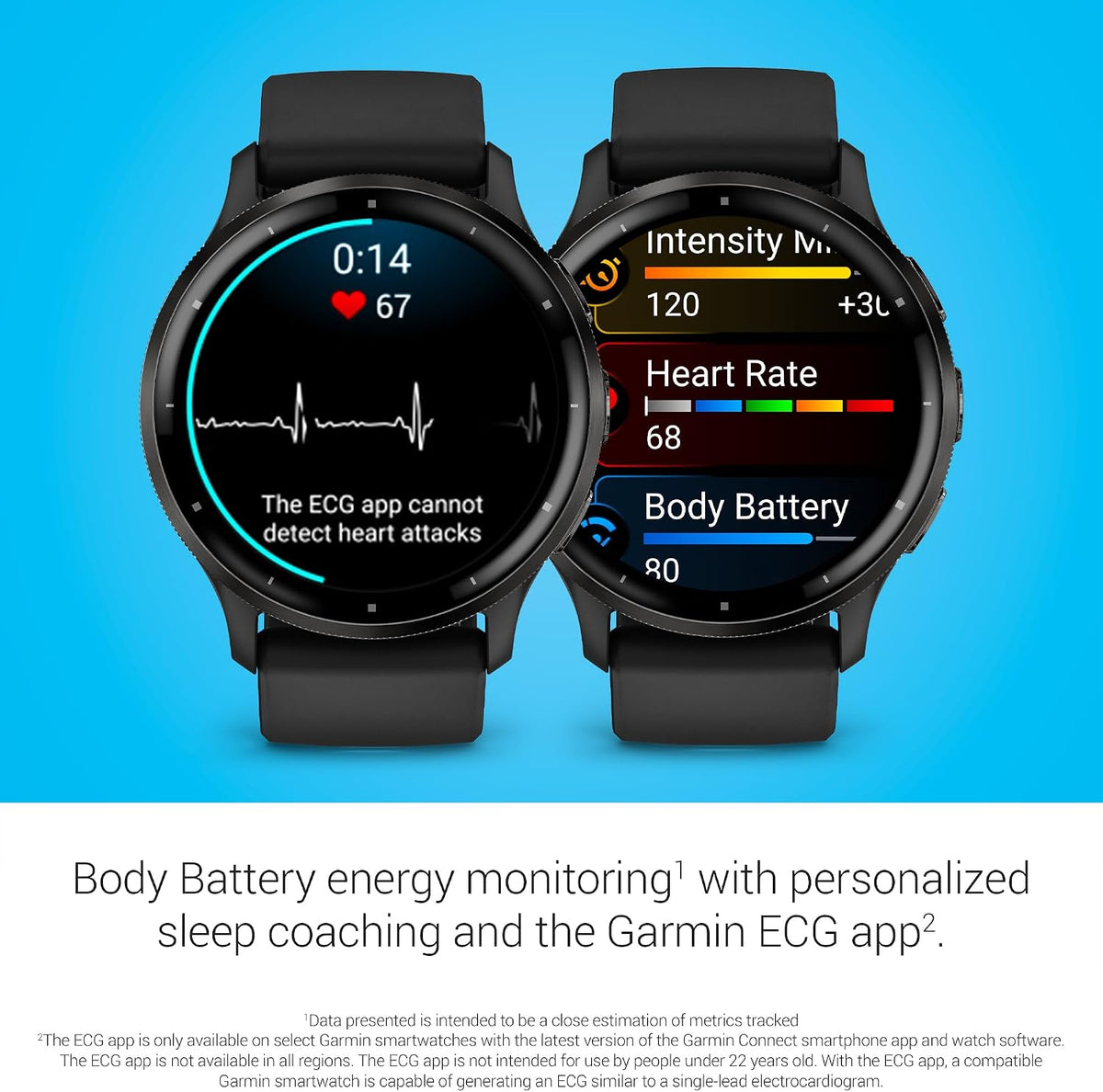 Garmin Venu 3 Slate Stainless Steel Bezel 1.4-Inch AMOLED Touchscreen Display Smart Watch with 45mm Black Case and Silicone Band