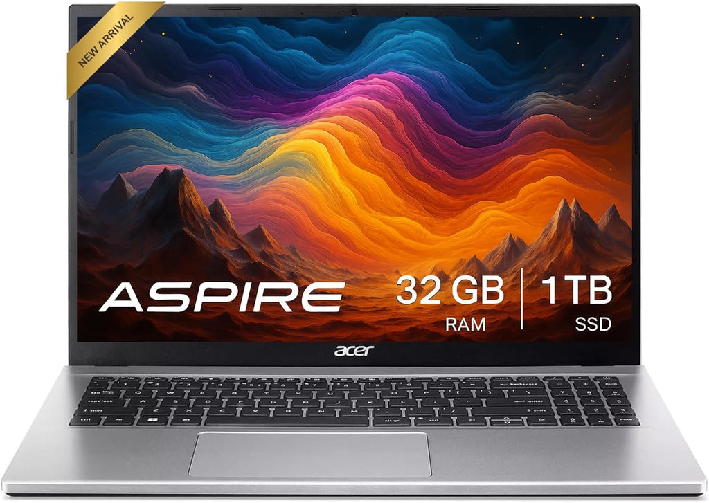 acer Aspire 3 Premium Laptop Computer Featuring Backlit Keyboard | AMD Ryzen 5 7430U CPU | 32GB RAM | 1TB SSD | 15.6' FHD Display | Fast Wi-Fi 6 | Webcam | Copilot AI Chat | Windows 11 Pro