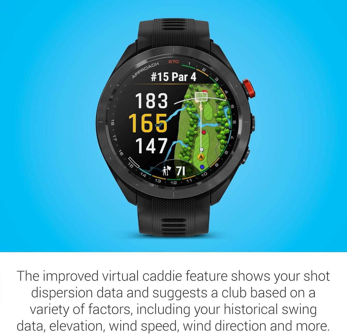 Garmin Approach S70 (Black, 47mm) Golf GPS Watch | Premium Smartwatch with AMOLED Display, Virtual Caddie & Playslike Distance | Bundle with PlayBetter Screen Protectors & Portable Charger