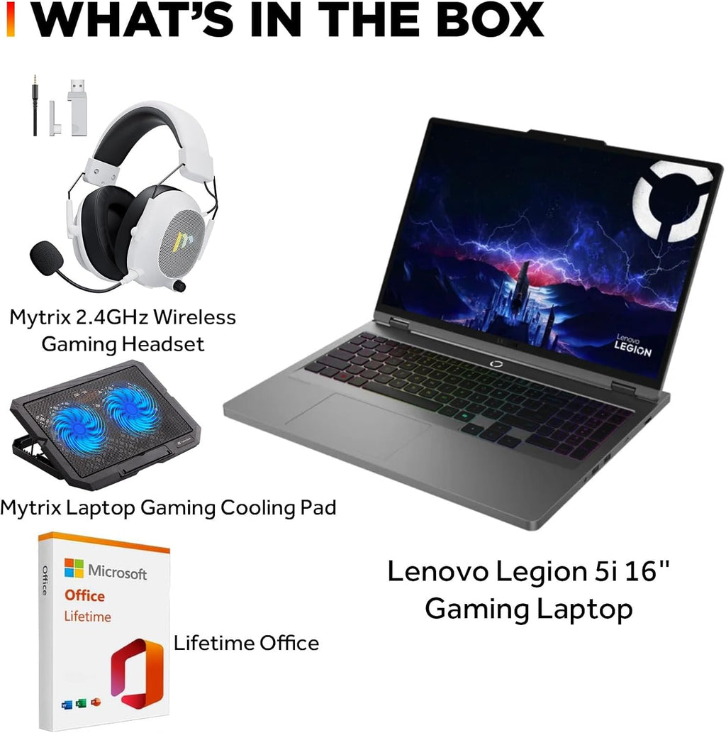 Lenovo Legion 5i 16' Gaming Laptop, WQXGA 240Hz Display, Intel Core Ultra 9-275HX, NVIDIA GeForce RTX 5060, 64GB RAM, 2TB SSD, Wi-Fi 7, RGB Backlit, Win 11 Home, w/Mytrix Accessory Lifetime Office