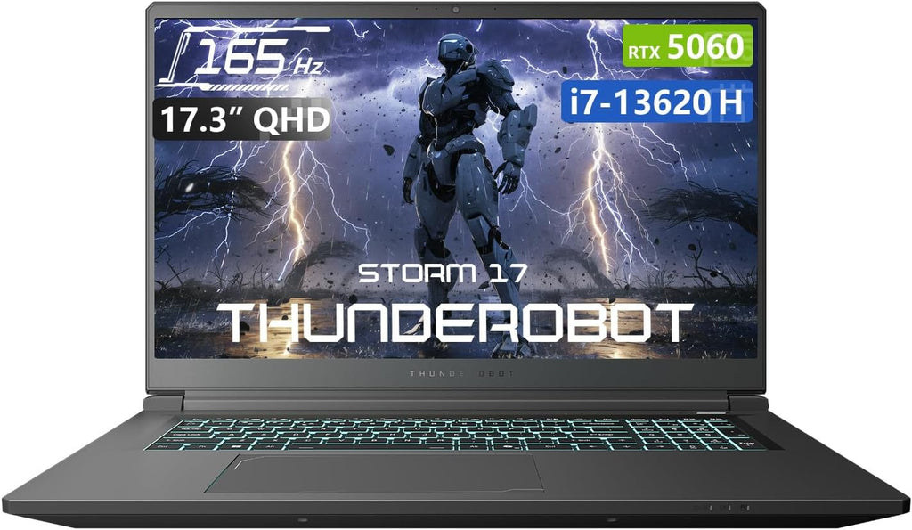 Thunderobot Storm 17 5060 Gaming Laptop, 17.3' QHD 165Hz 2K Display, Core i7-13620H, GeForce RTX 5060, 64GB DDR5 RAM, 2TB SSD, RGB Backlit Keyboard, Wi-Fi 6, Win11 Home
